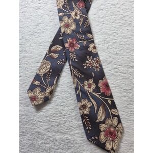 Original Penguin Mens Floral Tie Cotton Skinny Slim Navy Blue & Pink 57" x 2.25"